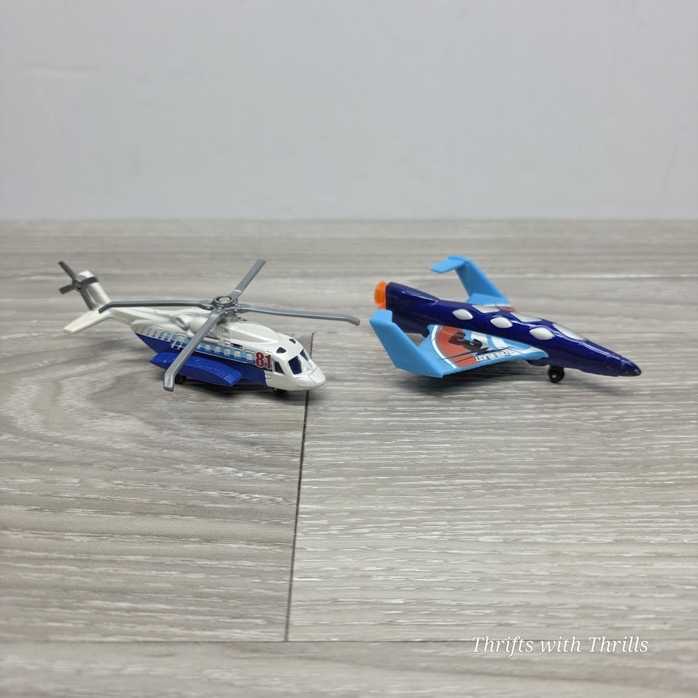 2011 Matchbox Sky Busters AERO BLAST  BLUE Diecast + 2009 Sikorsky S-92